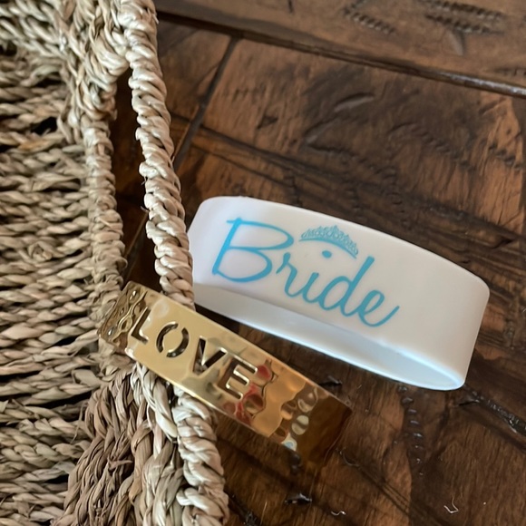 Rustic Cuff Jewelry - Rustic cuff Love cuff, & white bride band